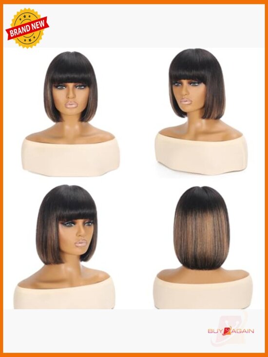 Glueless Straight Bob Wig with Bangs | Lace Front Human Hair Wig main image 6
